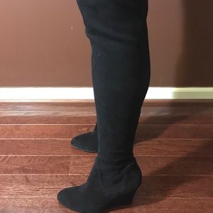 black Via Spiga wedge over-the-knee boots 39